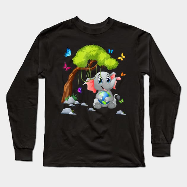 Earth Day Elephant Happy Earth Day Long Sleeve T-Shirt by eldridgejacqueline